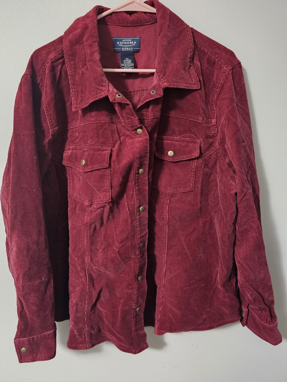 Sonoma Goods for Life Red Button-down Corduroy Shacket